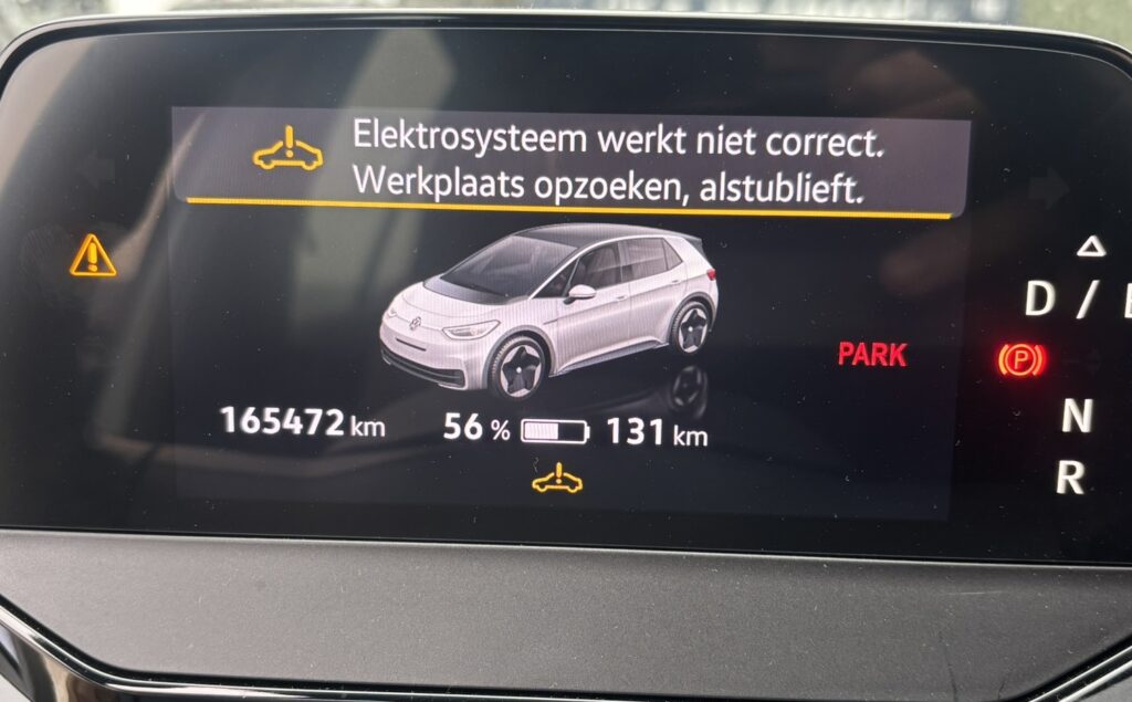 Elektrosysteem werkt niet correct. Werkplaats opzoeken, alstublieft.